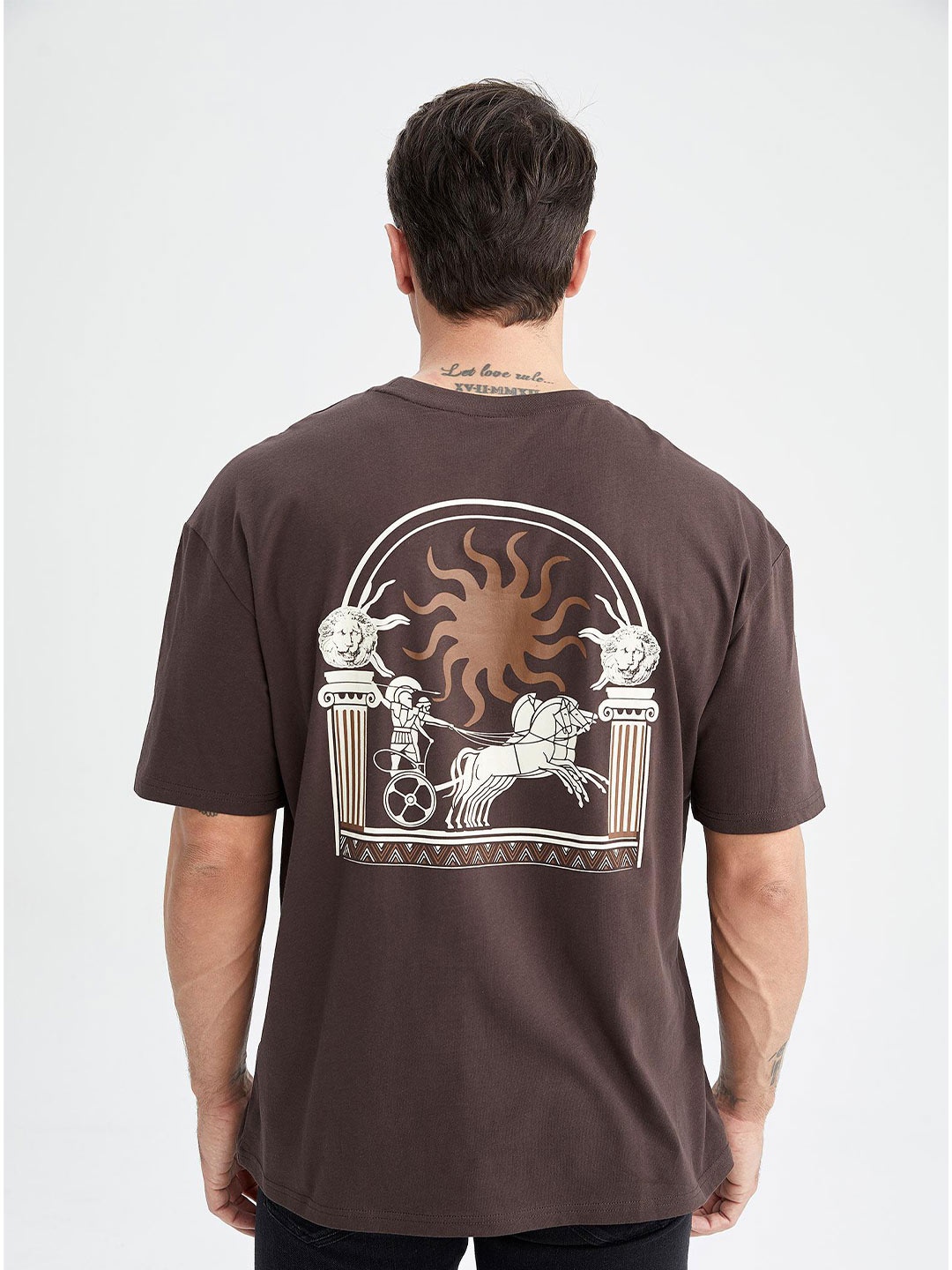 

DeFacto Graphic Printed Pure Cotton T-shirt, Brown