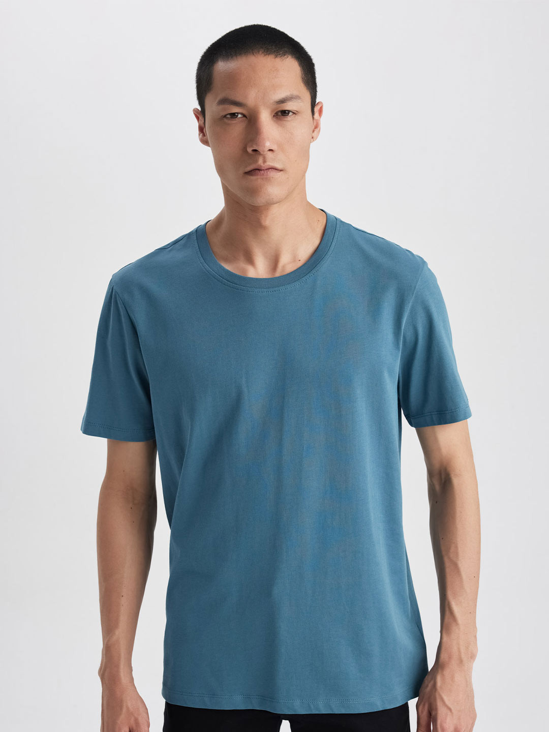 

DeFacto Round Neck Short Sleeves Pure Cotton T-shirt, Blue