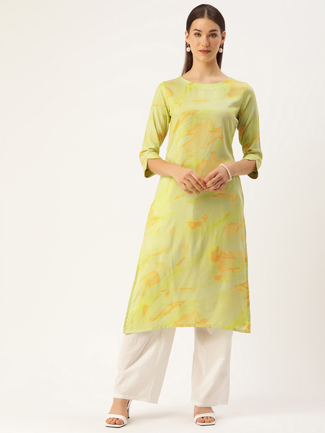 

Saanjh Women Green Printed Kurta