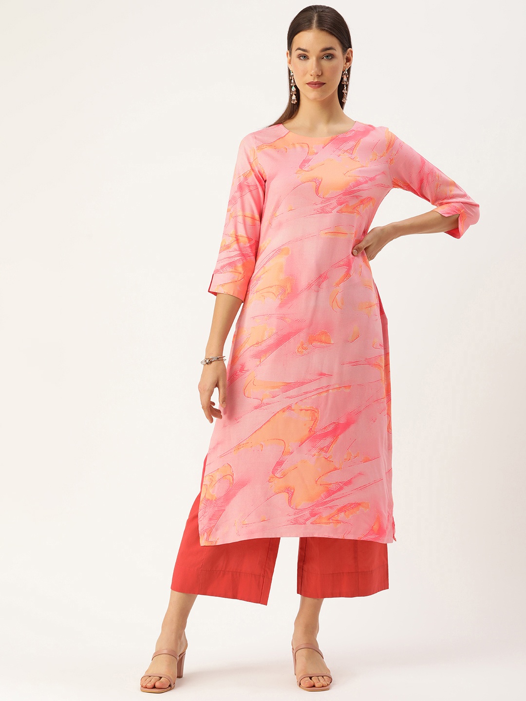 

Saanjh Women Pink Printed Kurta