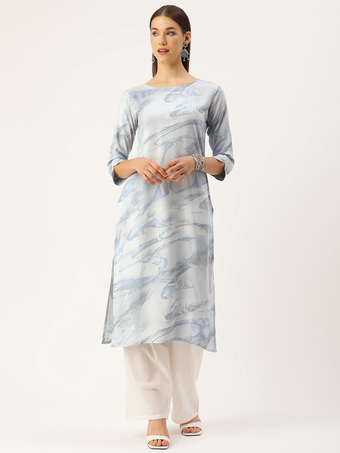 

Saanjh Women Grey Printed Kurta