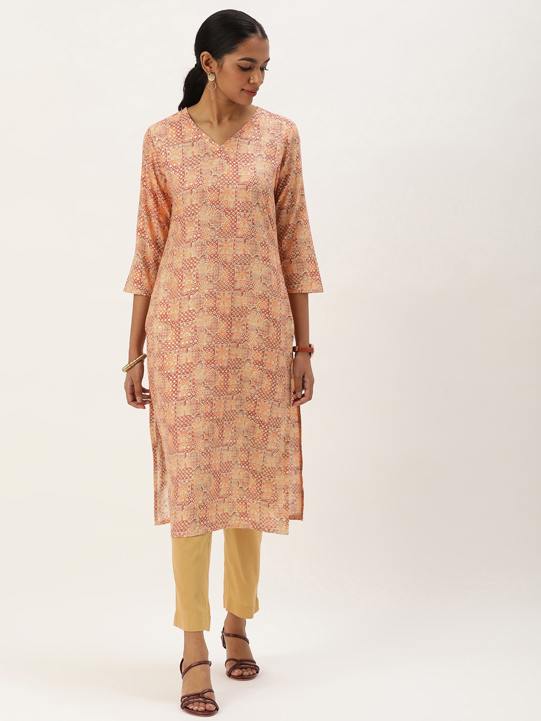 

Saanjh Ethnic Motifs Printed Kurta, Peach