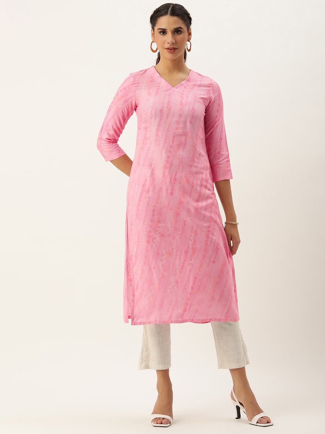 

Saanjh Women Pink Printed Kurta