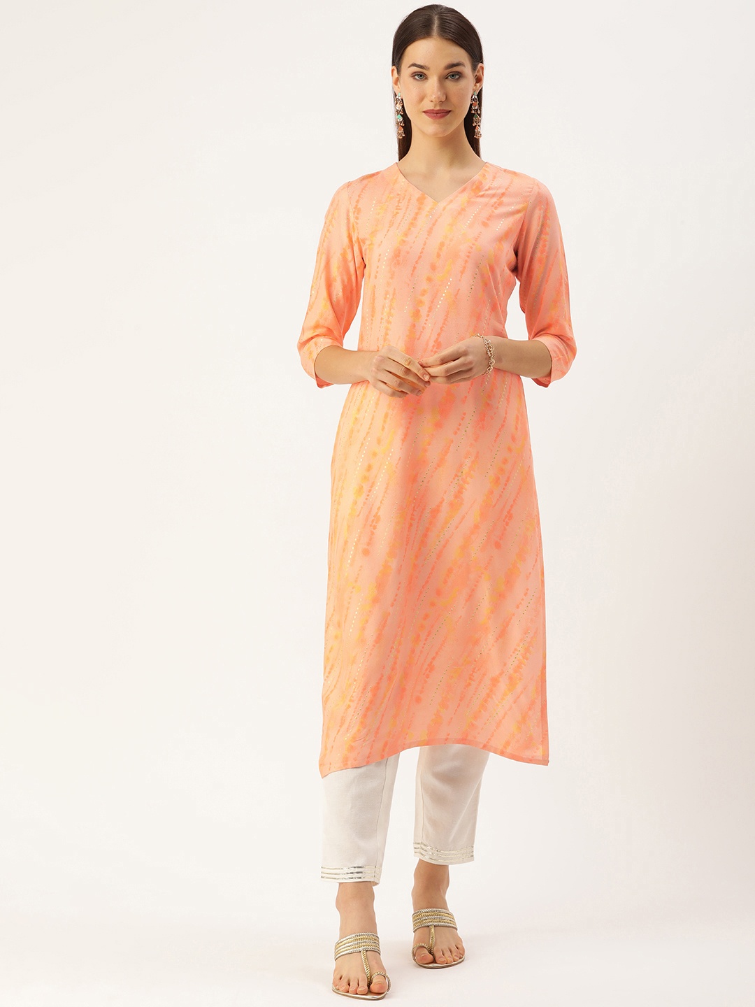 

Saanjh Women Printed Kurta, Peach