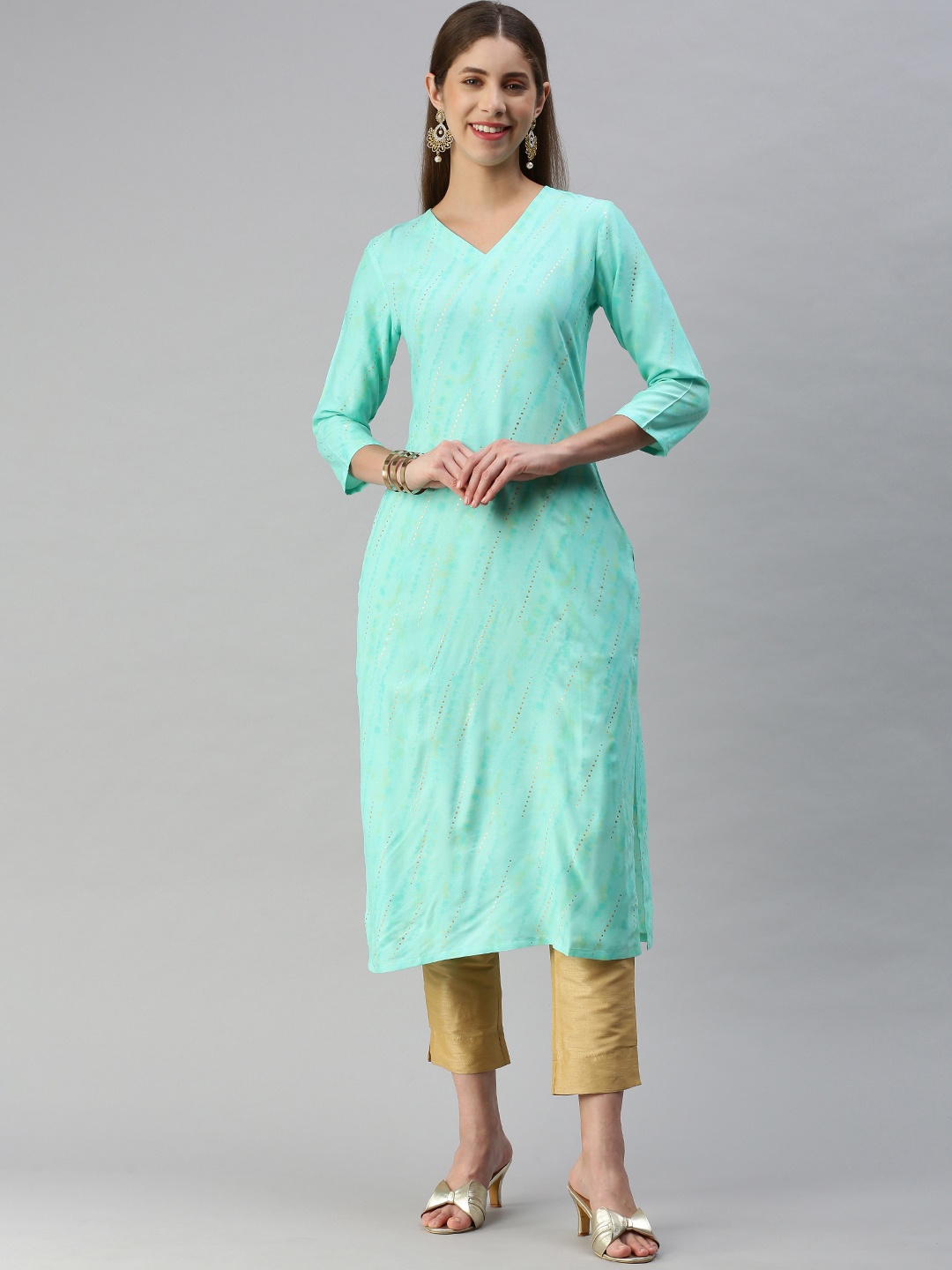 

HRITIKA Women Blue Printed Kurta