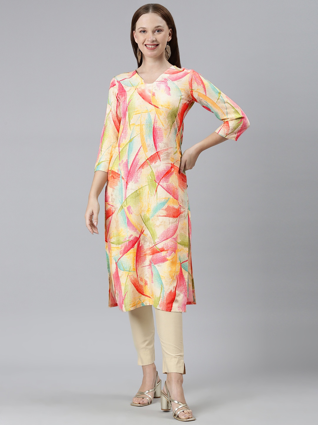 

KALINI Women Printed Straight Kurta, Multi