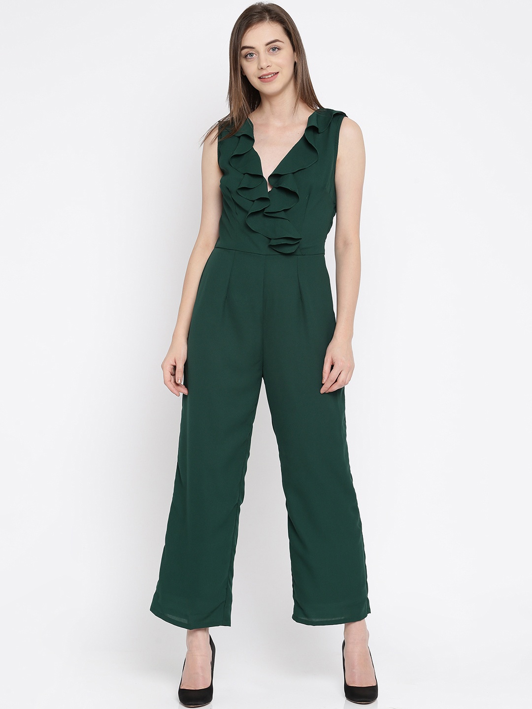 

RARE Green Solid Basic Jumpsuit