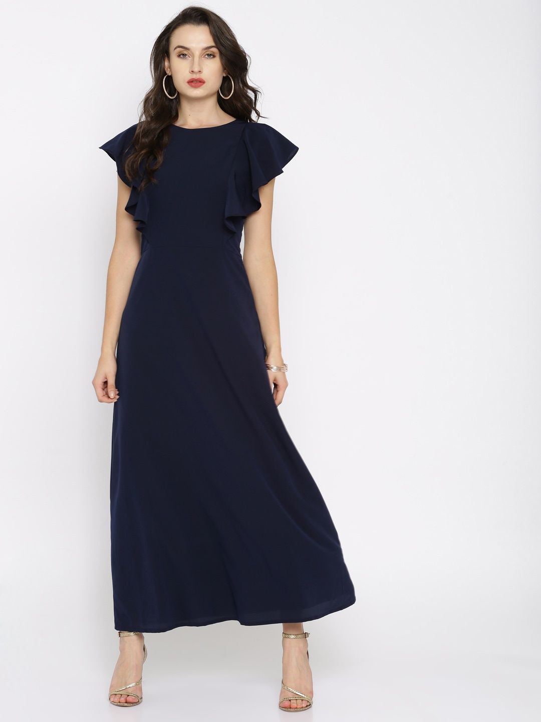 

RARE Women Blue Solid Maxi Dress