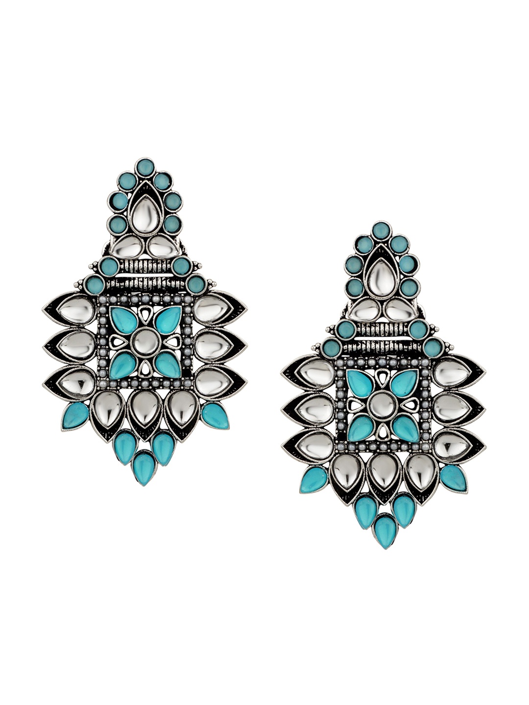 

Atasi International Silver-Plated Contemporary Drop Earrings, Turquoise blue