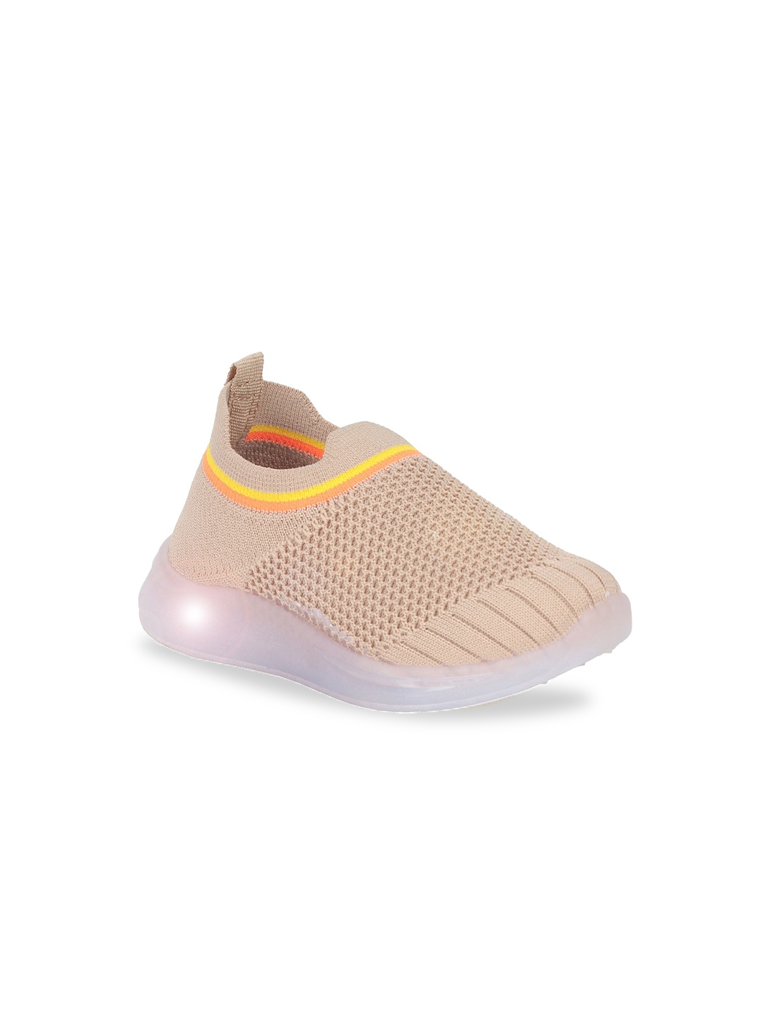 

Lil Lollipop Kids Woven Design Basics Slip-On Sneakers With LED Lights, Beige