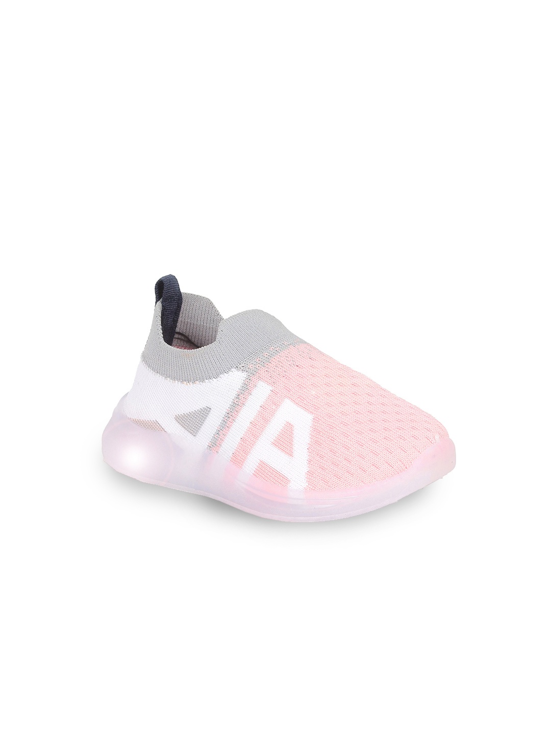 

Lil Lollipop Kids Woven Design Basics Slip On Sneakers With LED Lights, Pink