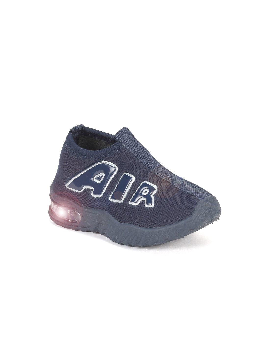 

Lil Lollipop Kids Woven Design Basics Slip On Sneakers With LED Lights, Navy blue