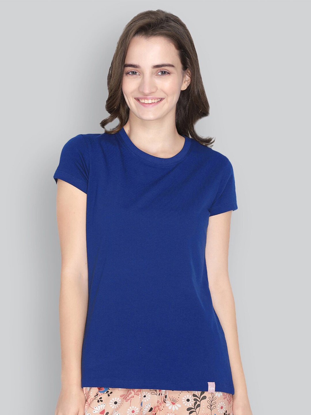 

LYRA Round Neck Bio Finish Cotton Lounge Tshirt, Blue