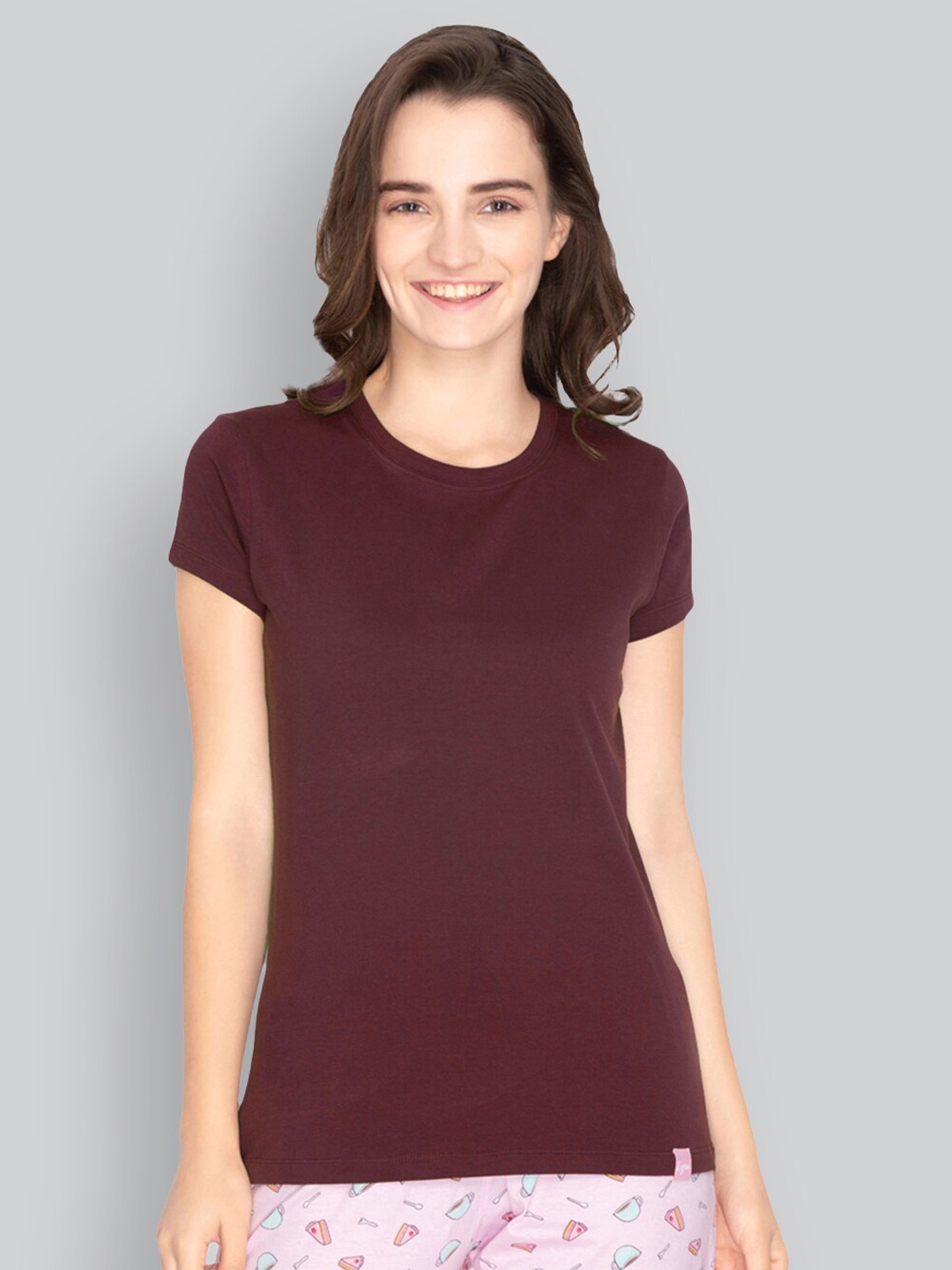 

LYRA Round Neck Bio Finish Cotton Lounge Tshirt, Maroon