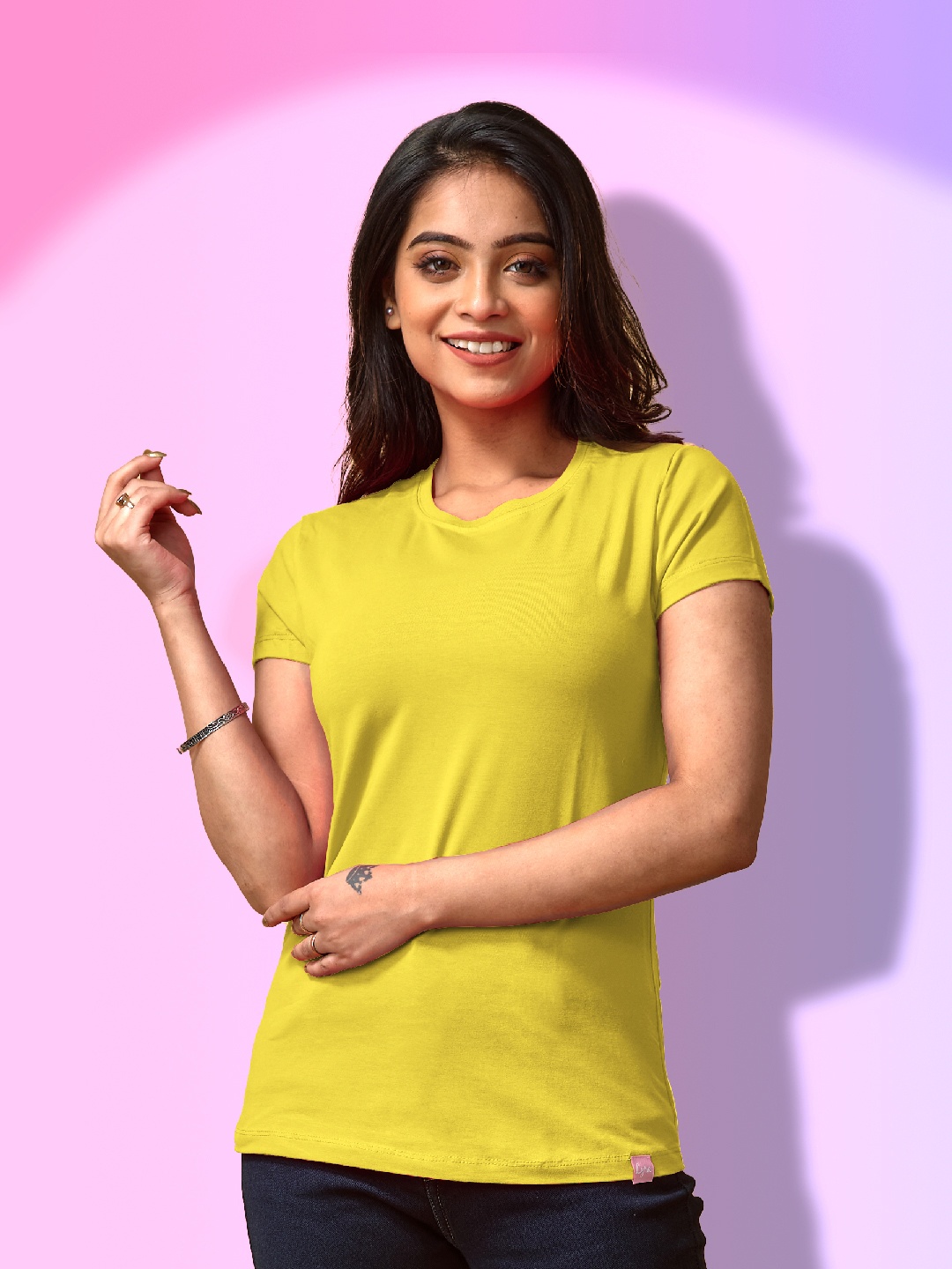 

LYRA All Day Comfort Round Neck Cotton Lounge T-shirt, Yellow