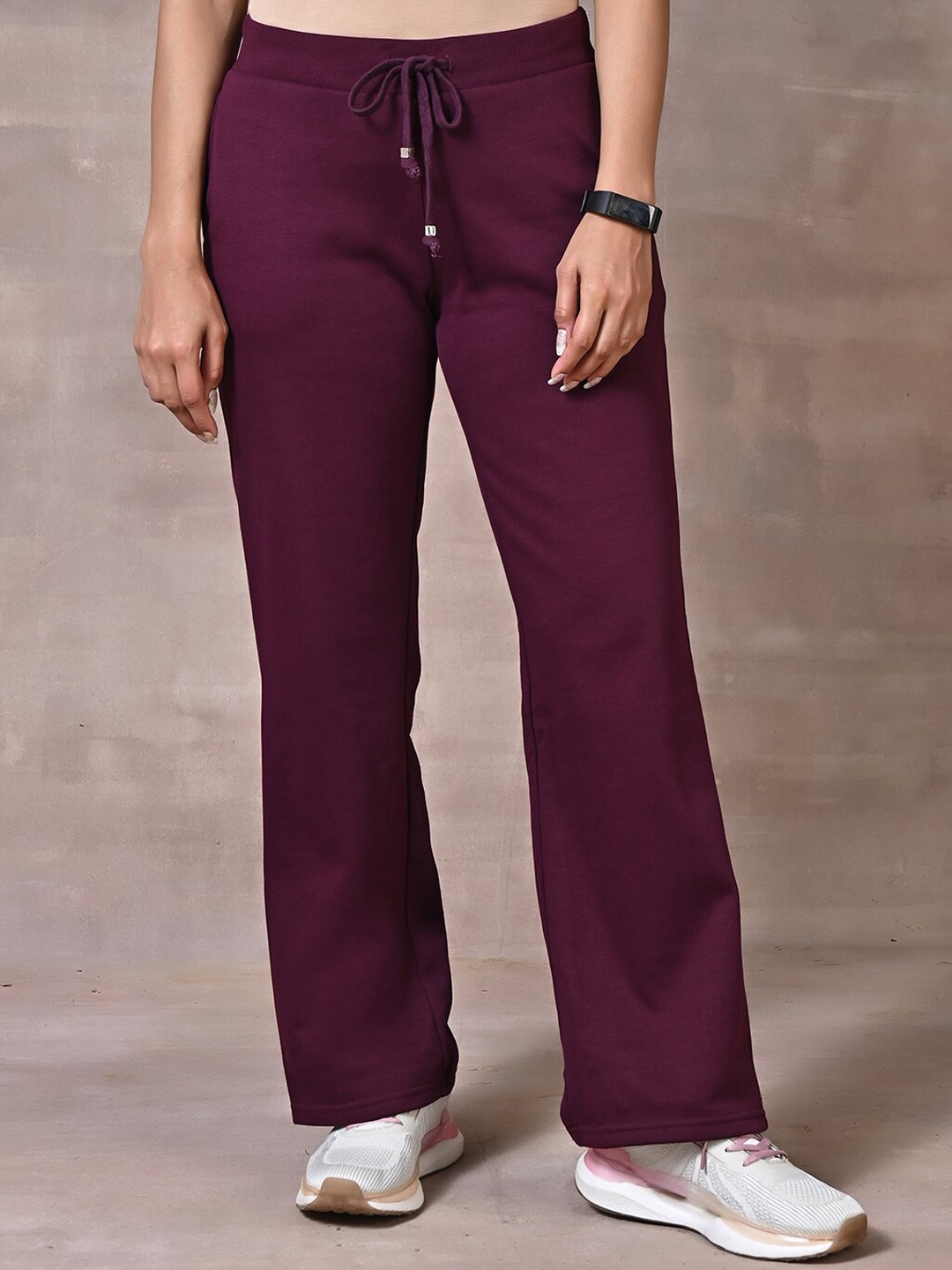 

Lakshita Women Mid-Rise Smart Straight Fit Easy Wash Trousers, Purple