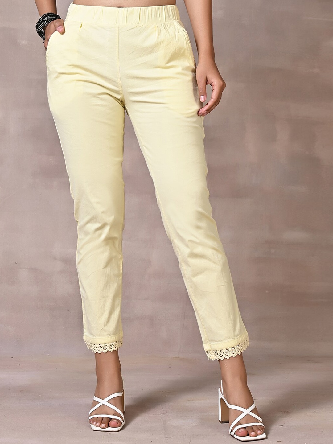 

Lakshita Women Smart Mid-Rise Easy Wash Trousers, Yellow
