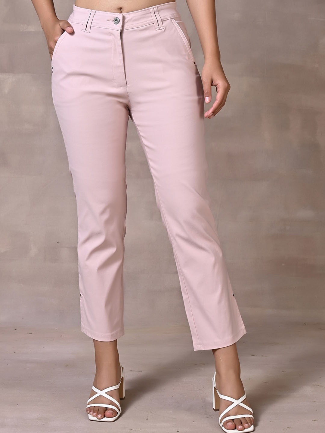 

Lakshita Women Smart Straight Fit Easy Wash Trousers, Pink