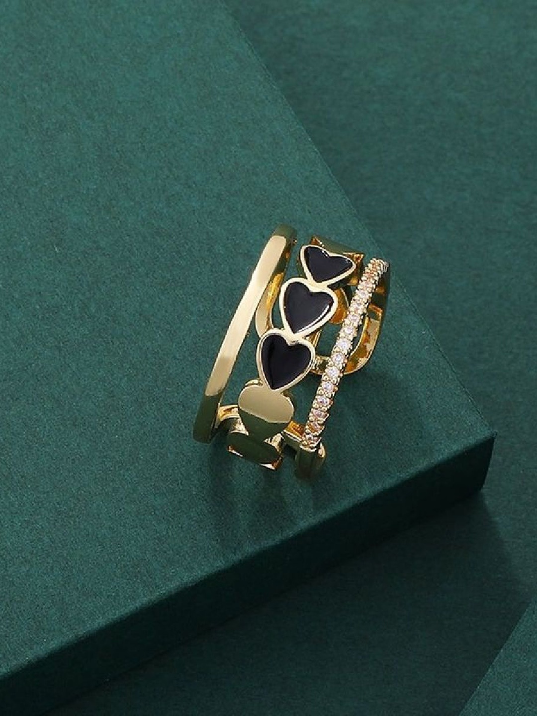 

ZIVOM Gold-Plated American Diamond-Studded Finger Ring