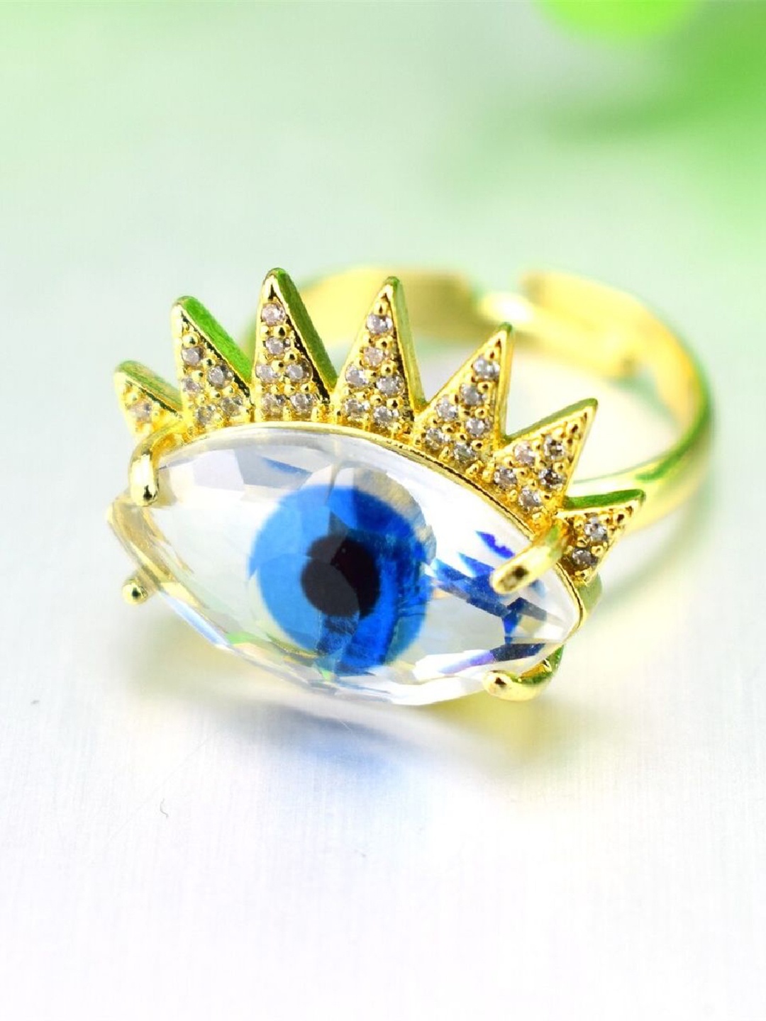 

ZIVOM Gold-Plated AD-Studded Adjustable Finger Ring