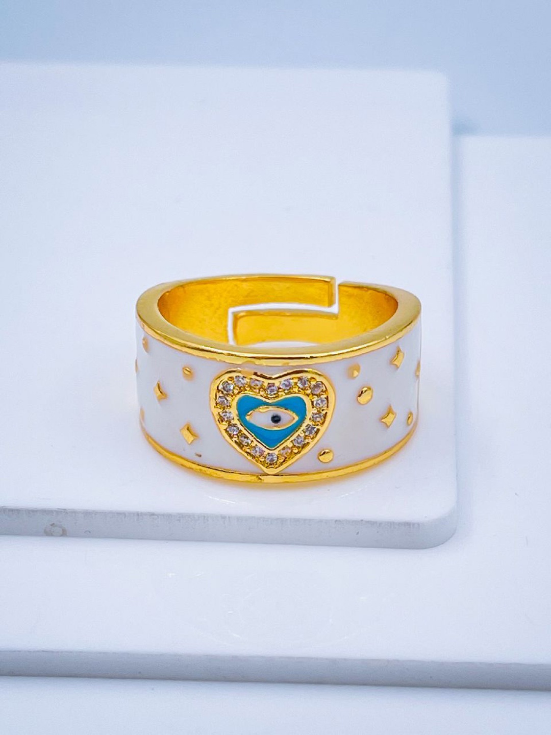 

ZIVOM Women Gold-Plated Enamel Adjustable Finger Ring