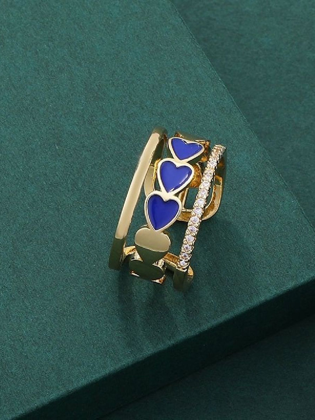 

ZIVOM Gold-Plated AD-Studded Enamel Adjustable Finger Ring