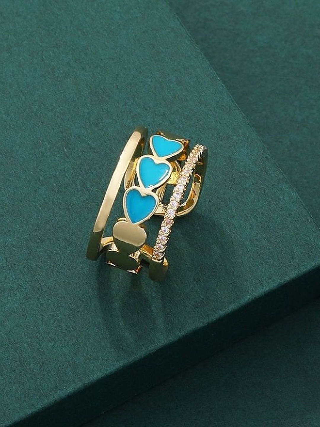 

ZIVOM Gold-Plated AD-Studded Enamel Finger Ring