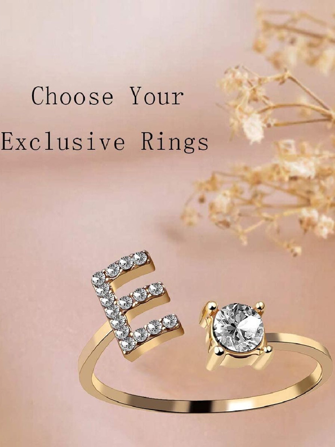 

ZIVOM Gold-Plated CZ-Studded Adjustable Finger Ring