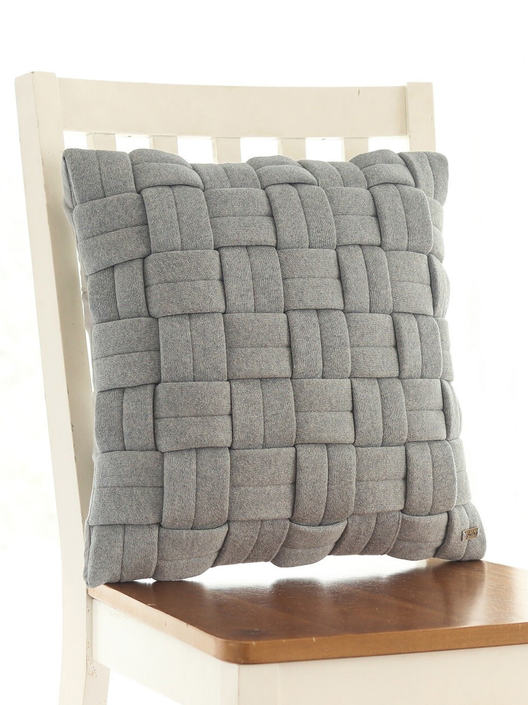

Pluchi Grey Melange Cotton Square Cushion Cover