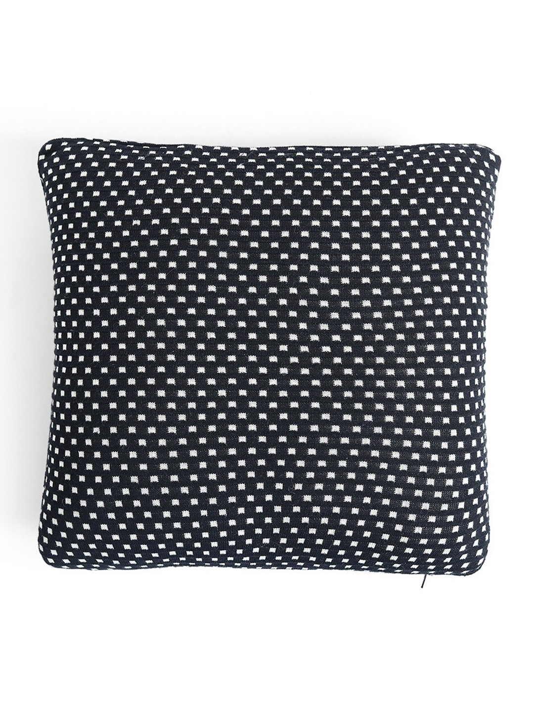 

Pluchi Black & White Knitted Geometric Cotton Square Cushion Cover