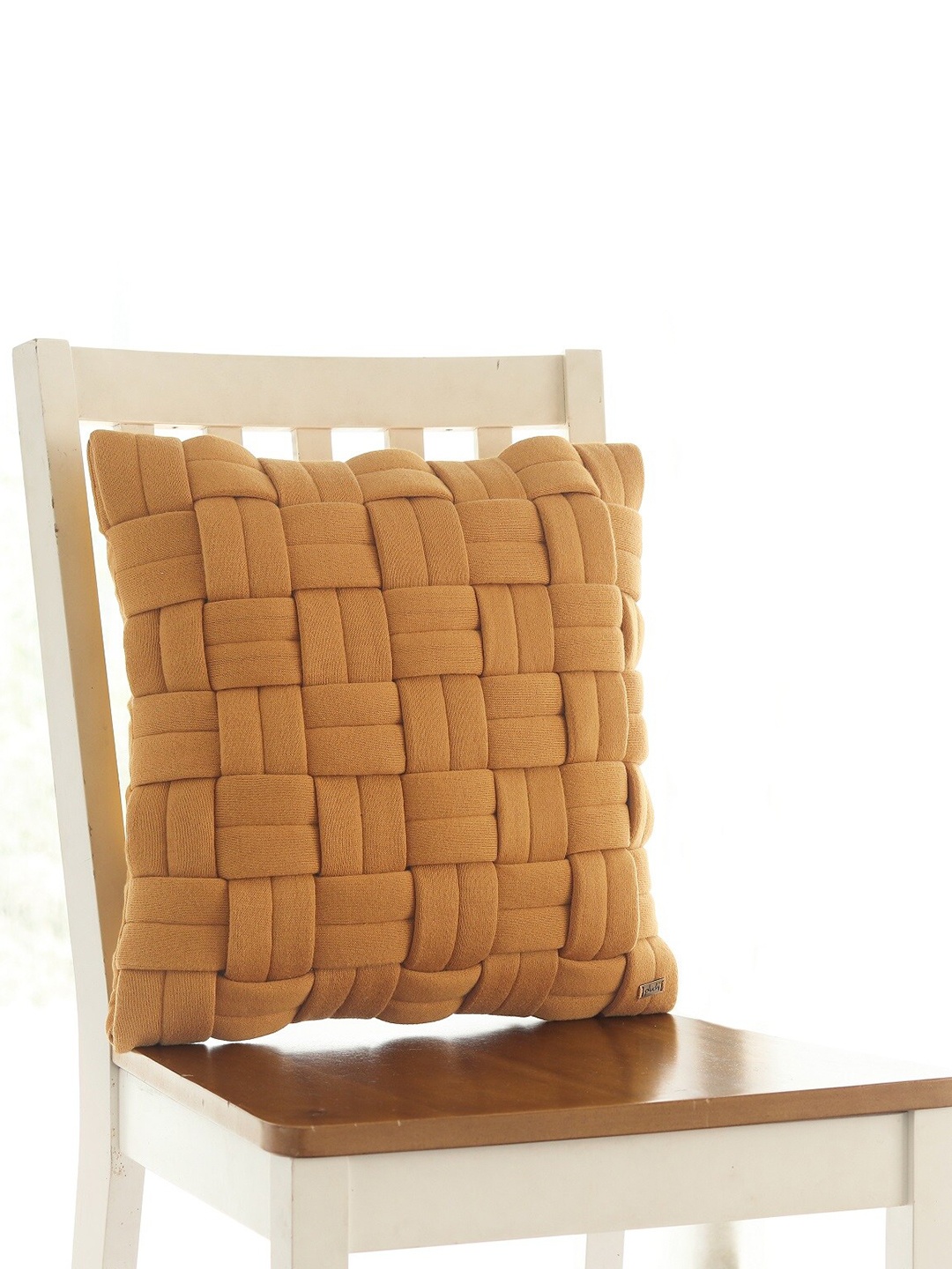 

Pluchi Mustard Yellow Cotton Square Cushion Cover