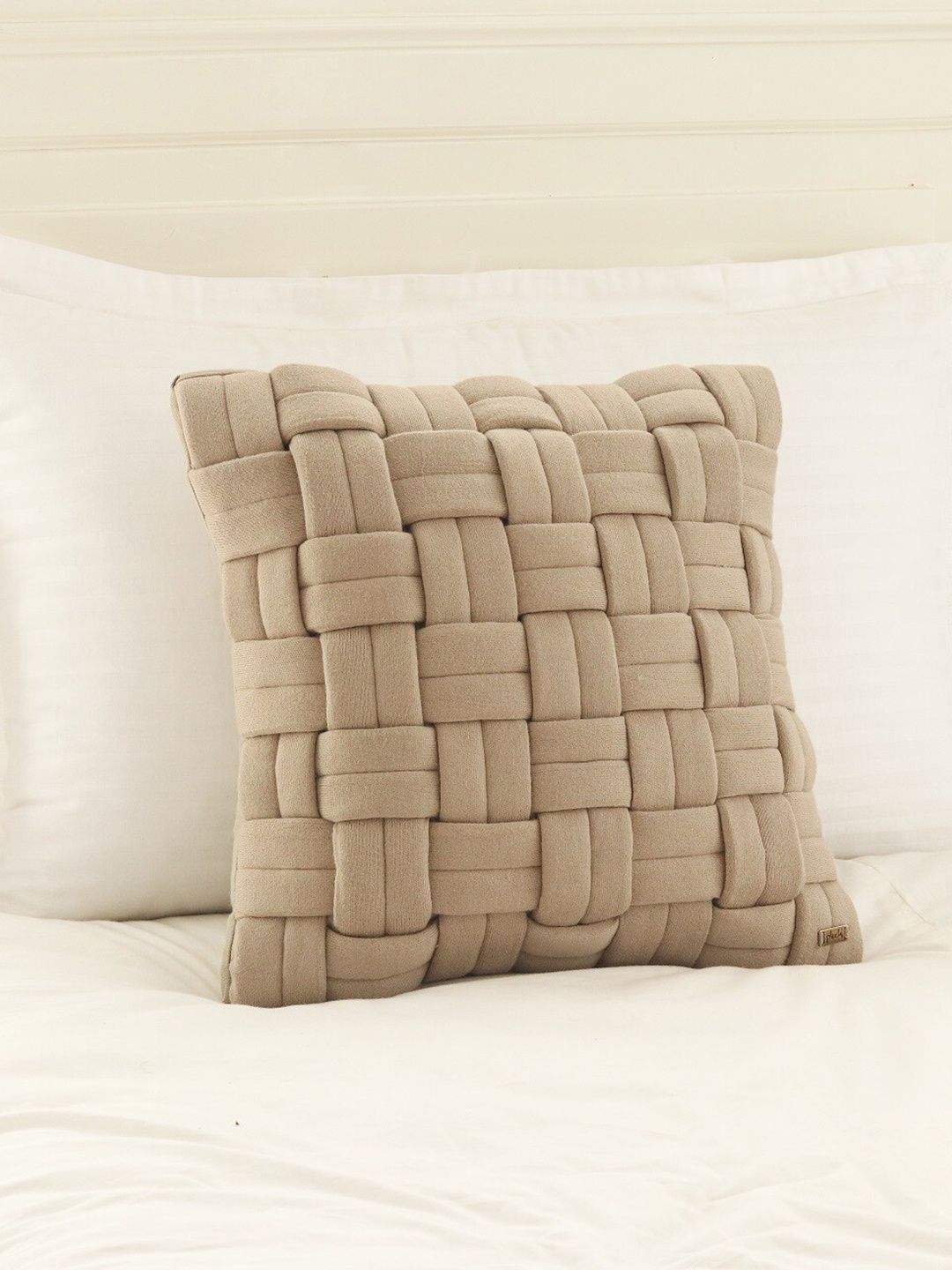 

Pluchi Brown Self Design Cotton Square Cushion Cover