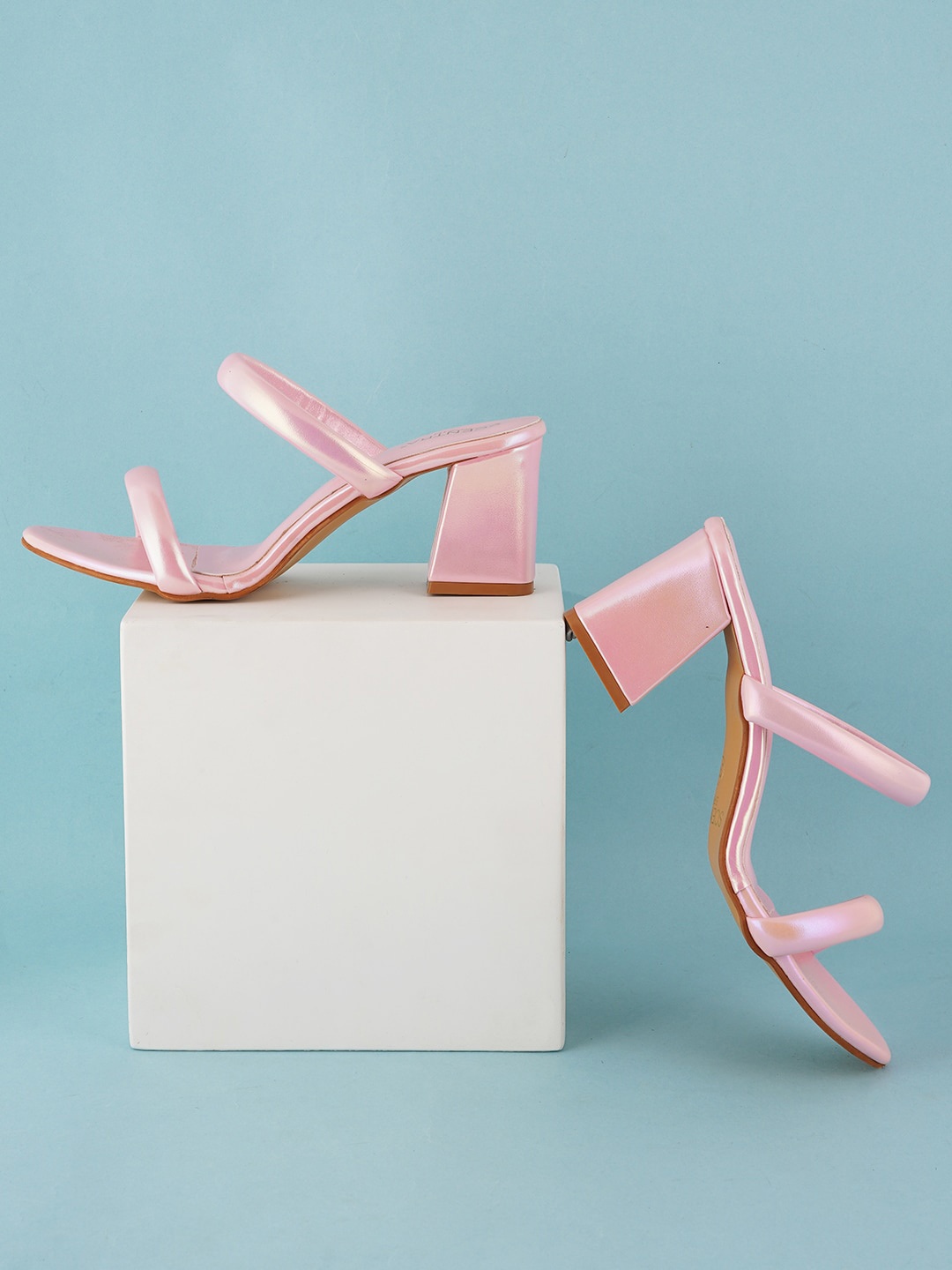 

SCENTRA Double Strap Block Heels, Pink