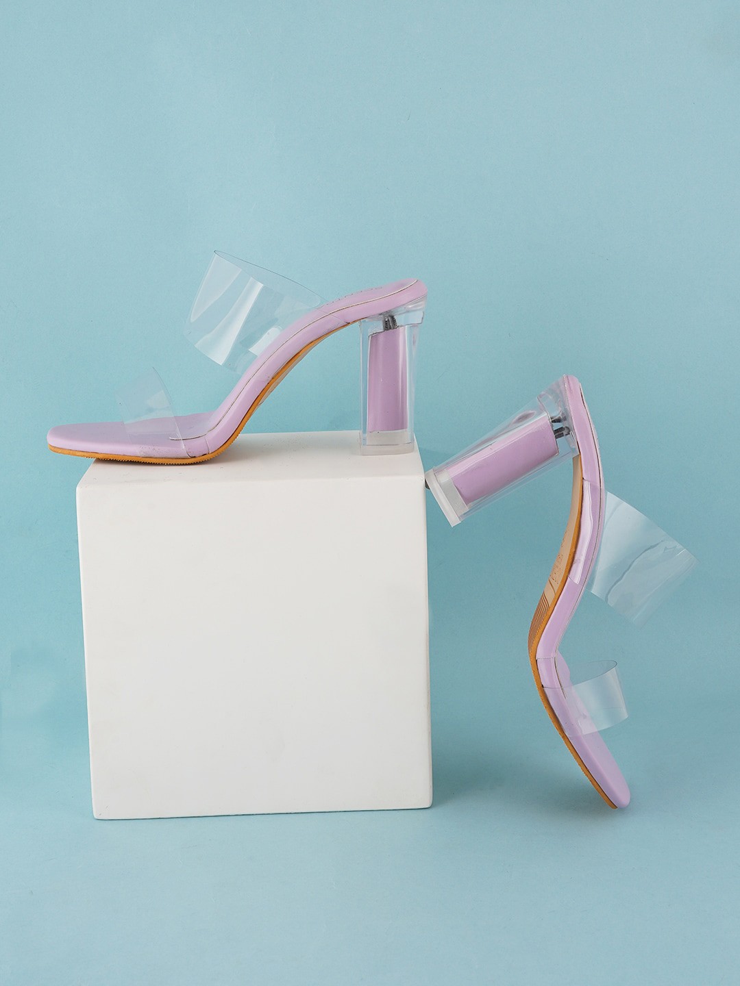 

SCENTRA Open Toe Block Heels, Lavender