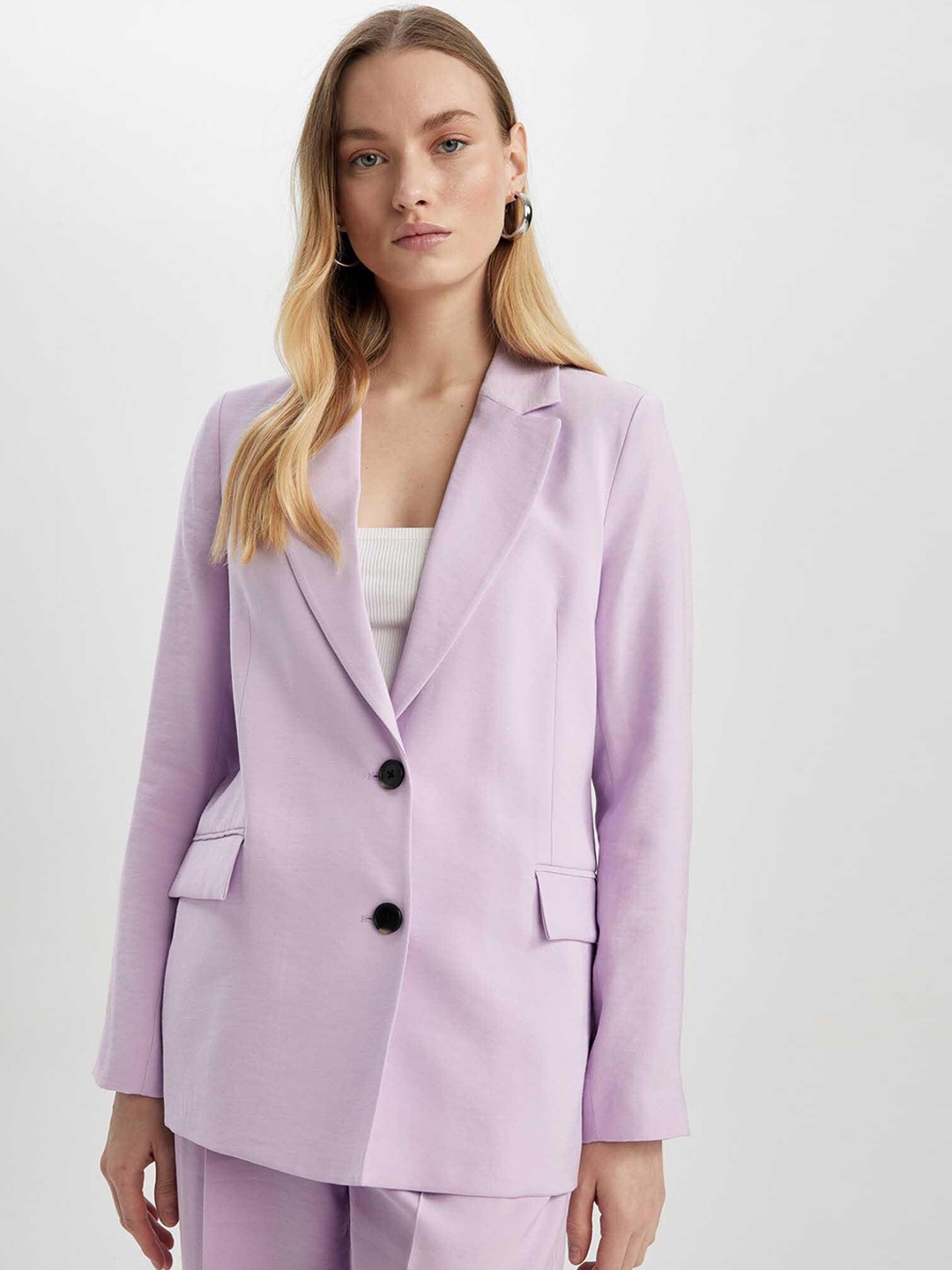 

DeFacto Single Breasted Casual Blazer, Purple