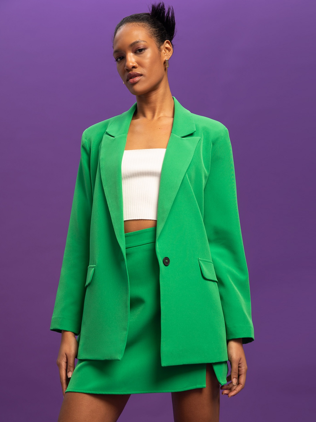 

DeFacto Single-Breasted Casual Blazer, Green