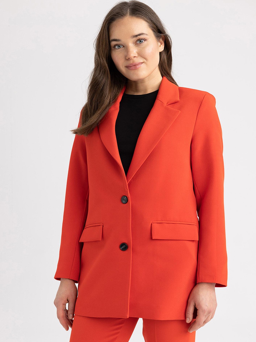 

DeFacto Single-Breasted Formal Blazer, Red