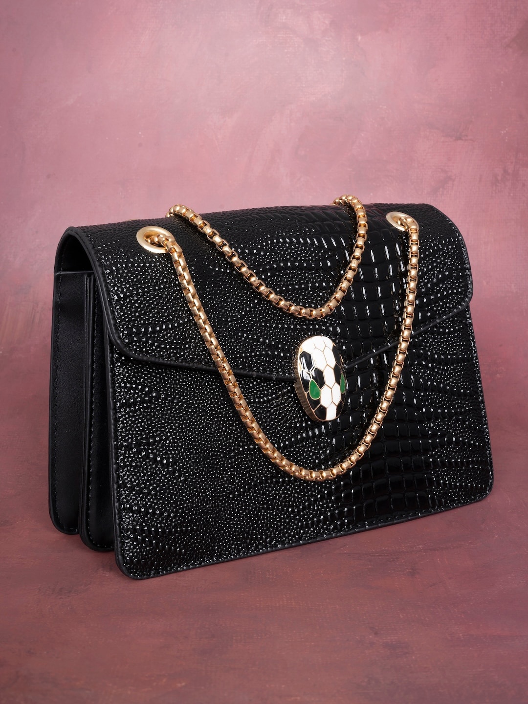 

NAEVE Embellished PU Structured Hobo Bag with Tasselled, Black