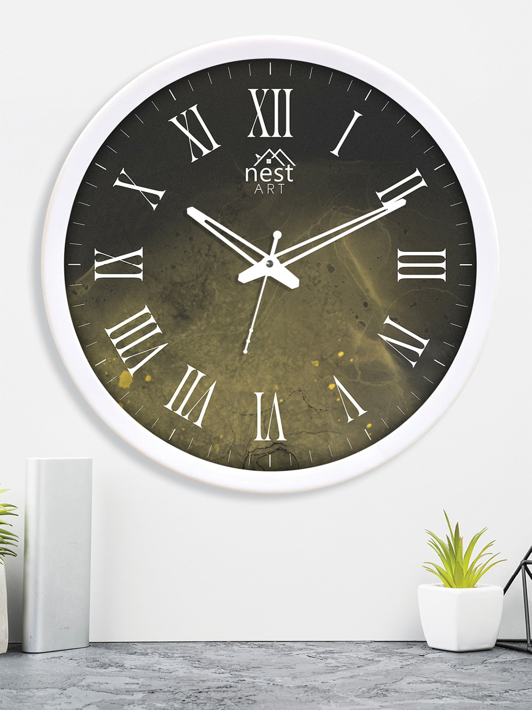 

nest ART White & Green Contemporary Wall Clock