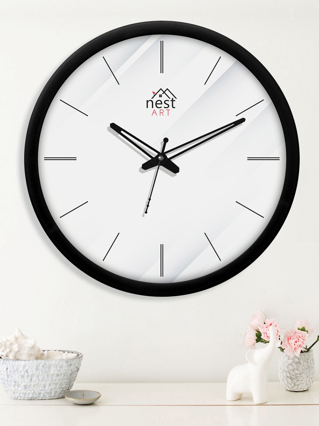 

nest ART Black & White Round Shaped Analogue Contemporary Wall Clock
