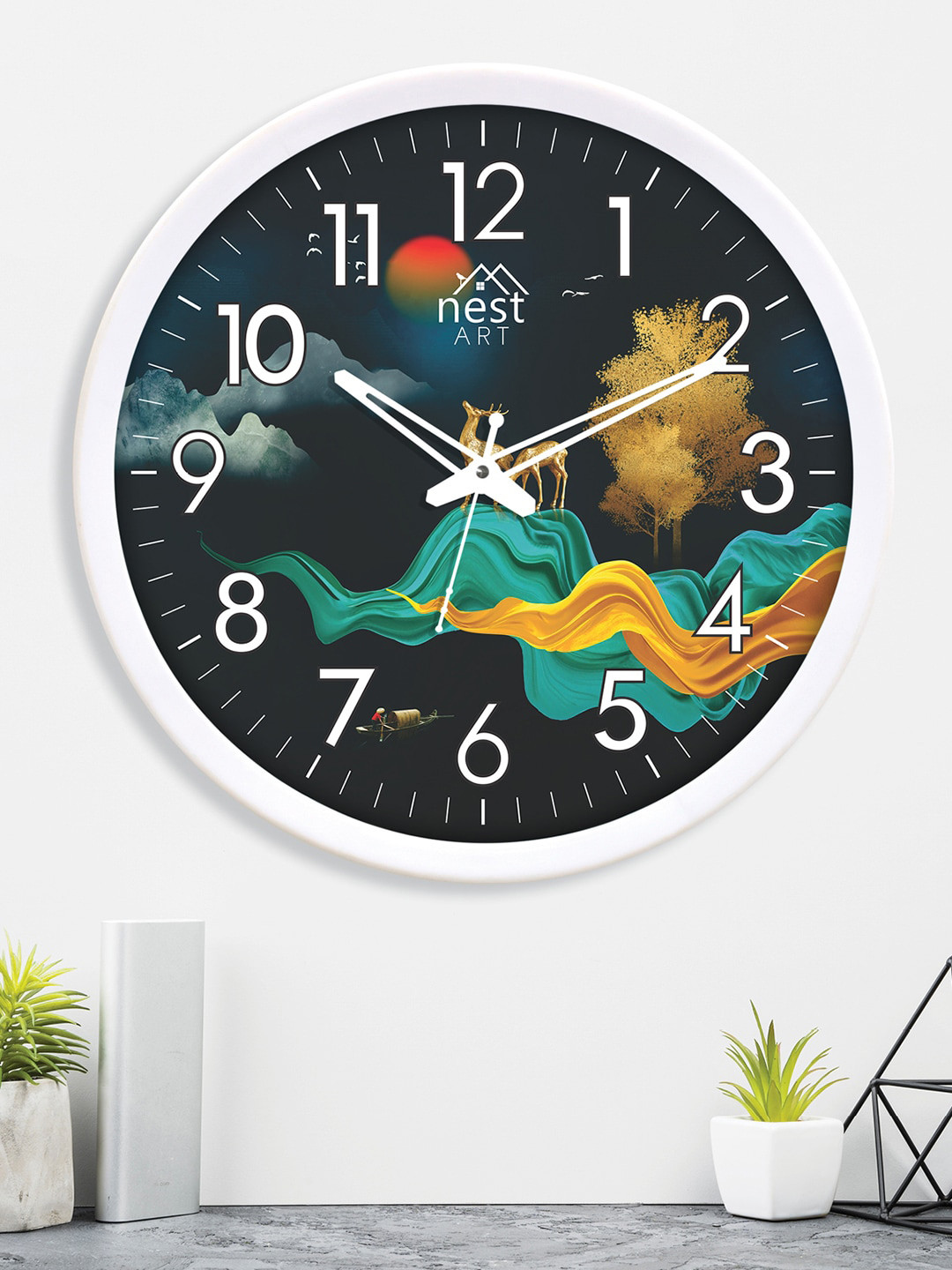 

nest ART White & Black Round Shaped Analogue Contemporary Wall Clock
