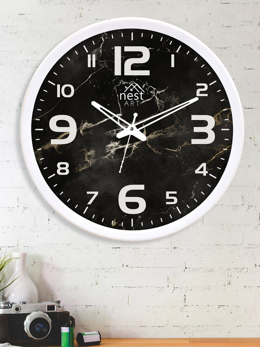 

nest ART White & Black Printed Contemporary Wall Clock