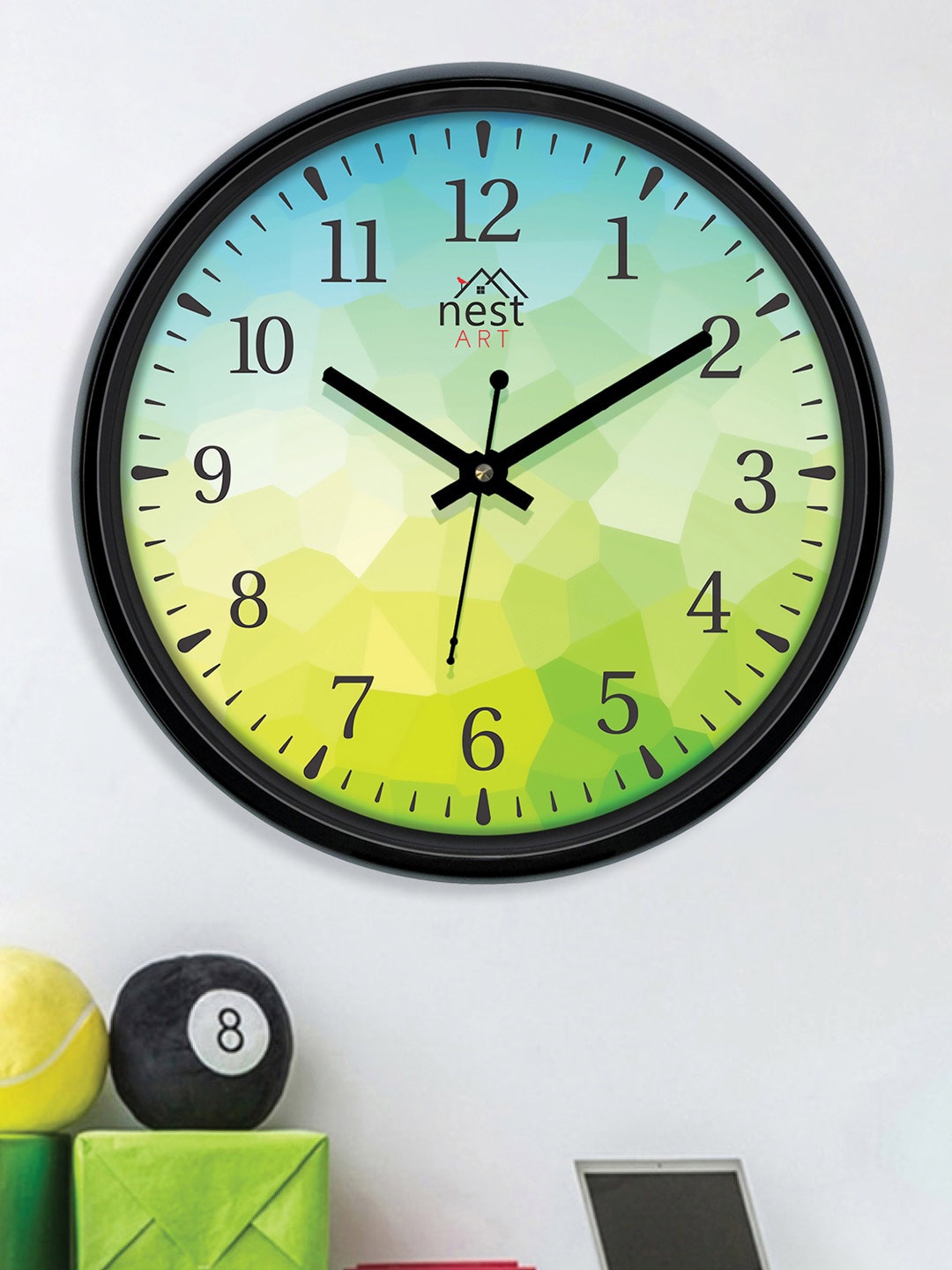 

nest ART Green & Blue Round Shaped Analogue Contemporary Wall Clock