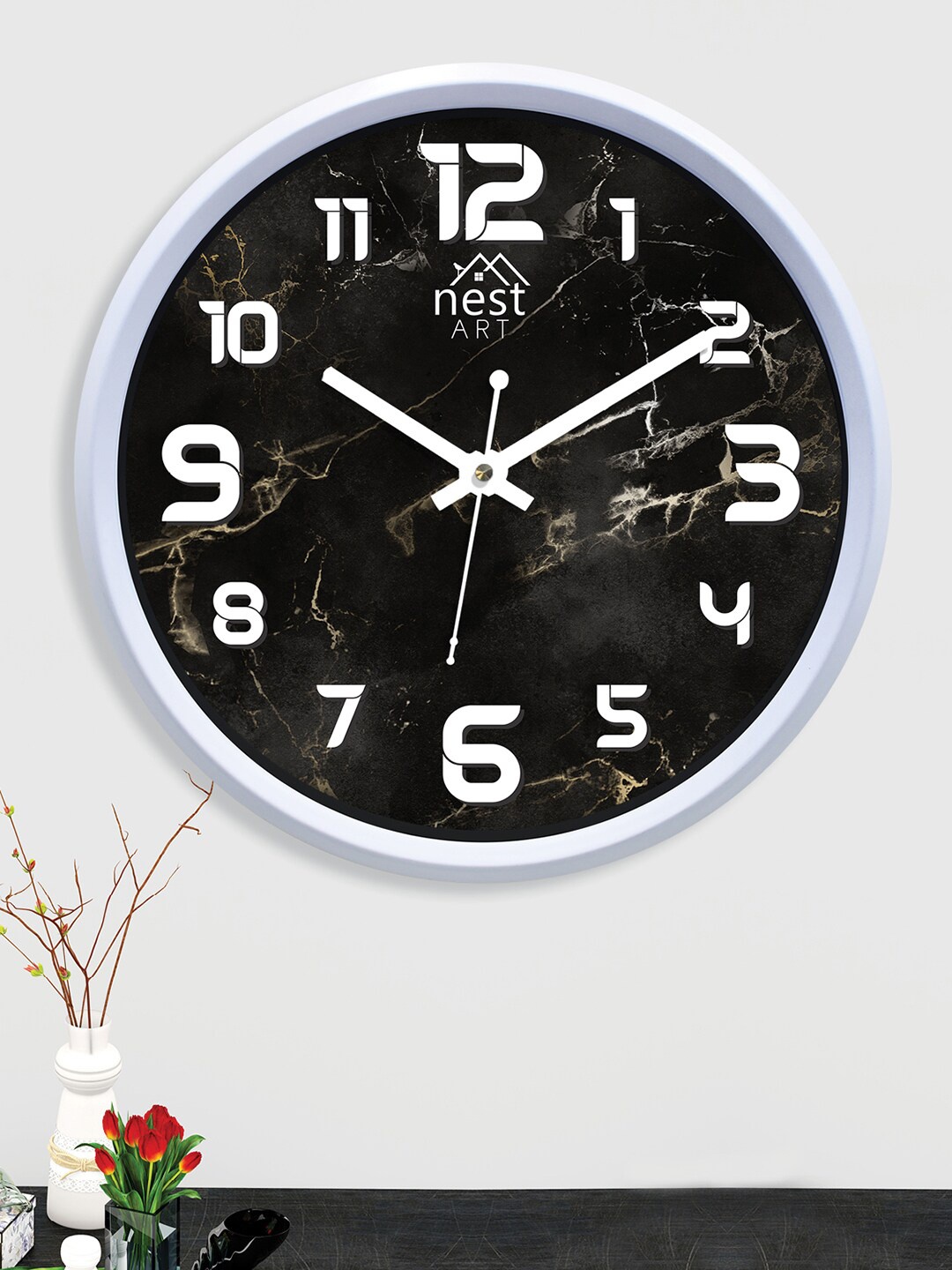 

nest ART White & Black Printed Contemporary Wall Clock