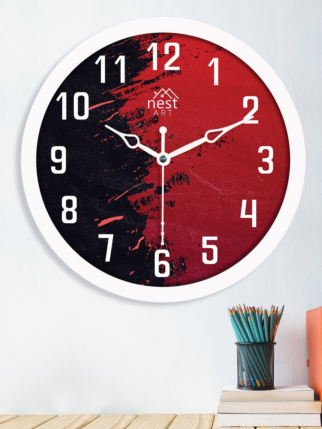 

nest ART Black & Red Colourblocked Contemporary Wall Clock