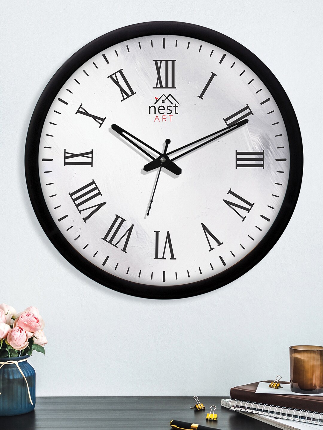 

nest ART White & Black Round Shaped Analogue Contemporary Wall Clock