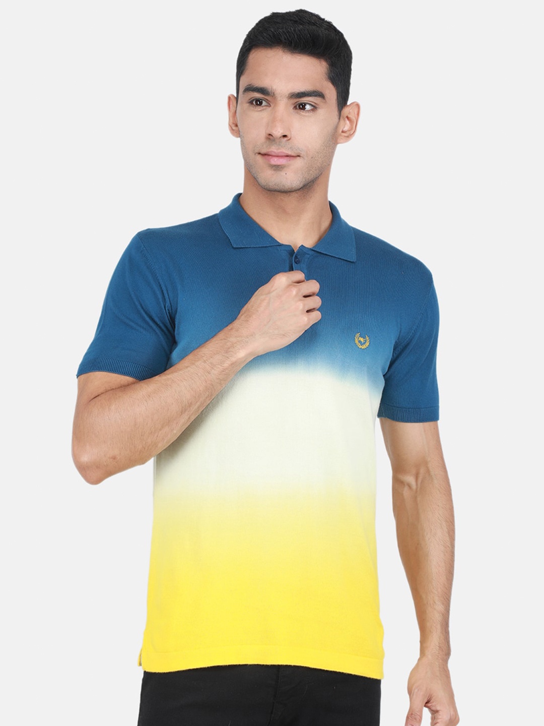 

Monte Carlo Polo Collar Tie And Dye Regular Fit Cotton T-Shirt, Blue