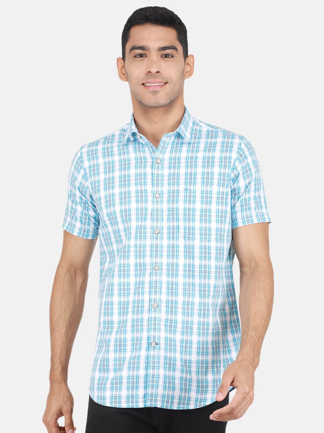 

Monte Carlo Tartan Checked Cotton Casual Shirt, Blue