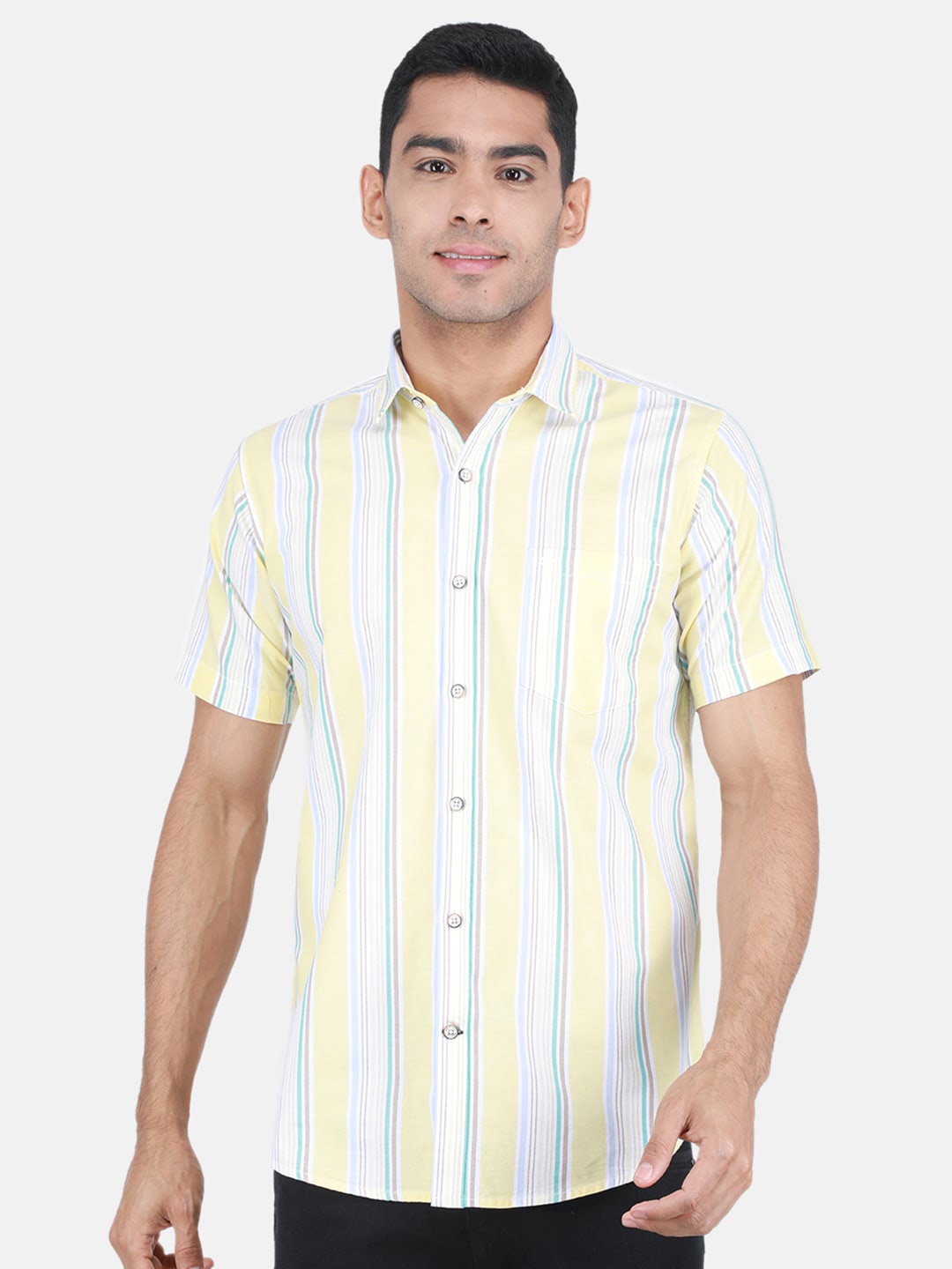 

Monte Carlo Striped Cotton Casual Shirt, Yellow