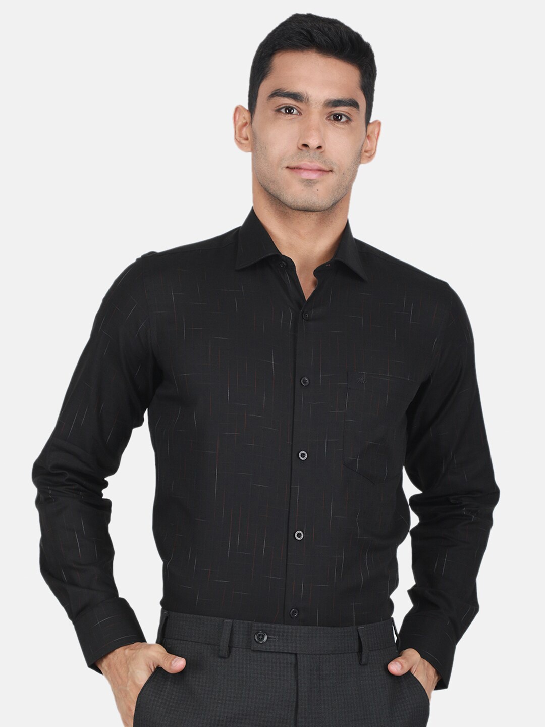 

Monte Carlo Abstract Printed Cotton Casual Shirt, Black